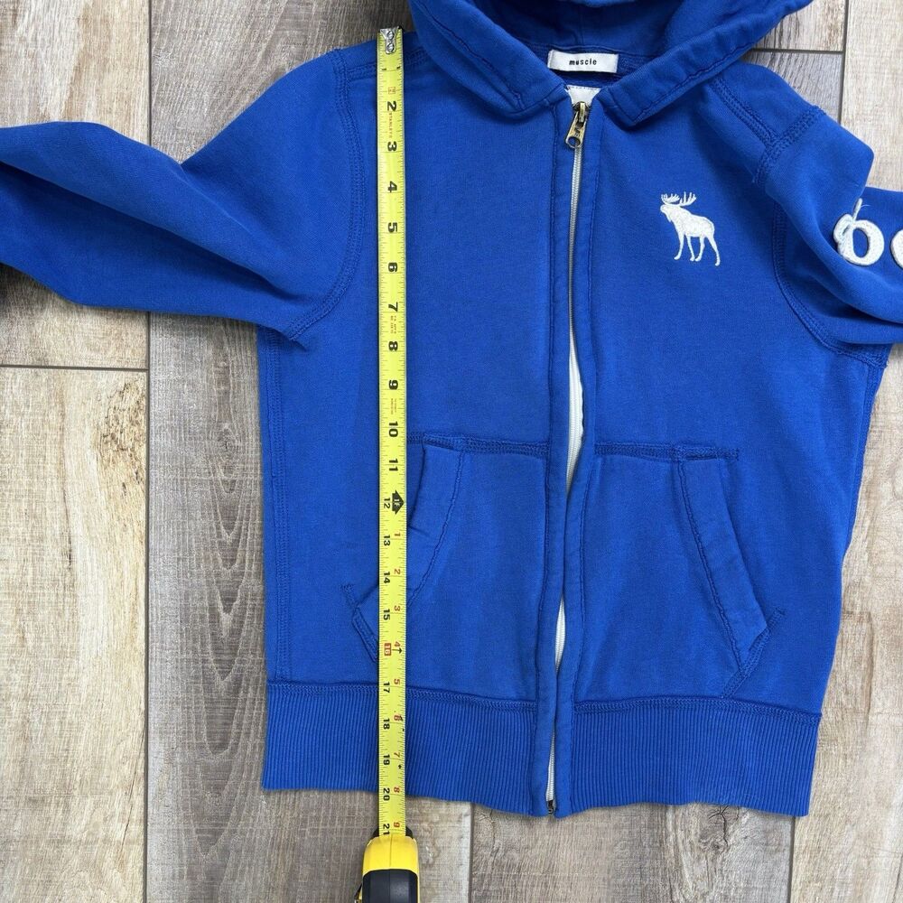 Abercrombie & Fitch Kids Blue Hoodie Muscle Size M Zip Up Cobalt - Picture 9 of 14